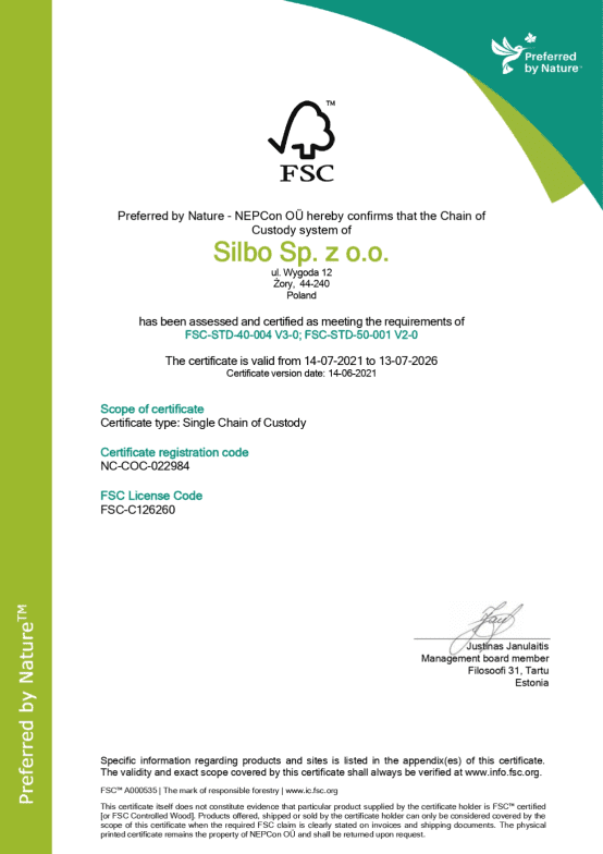 Silbo Sp. z&nbsp;o.o. FSC COC Certificate 14.6.2021_page-0001 1.png